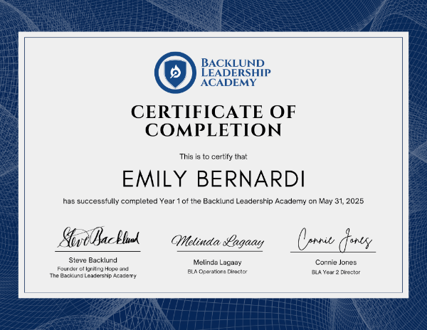 Backlund Leadership Academnt Certificate