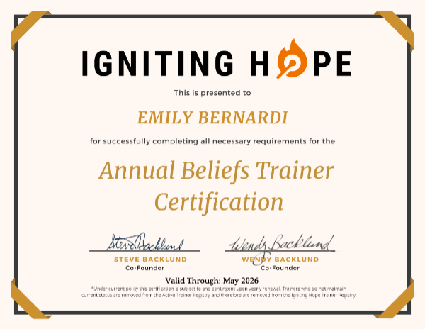 Ignitng Hope Beliefs Trainer Certification
